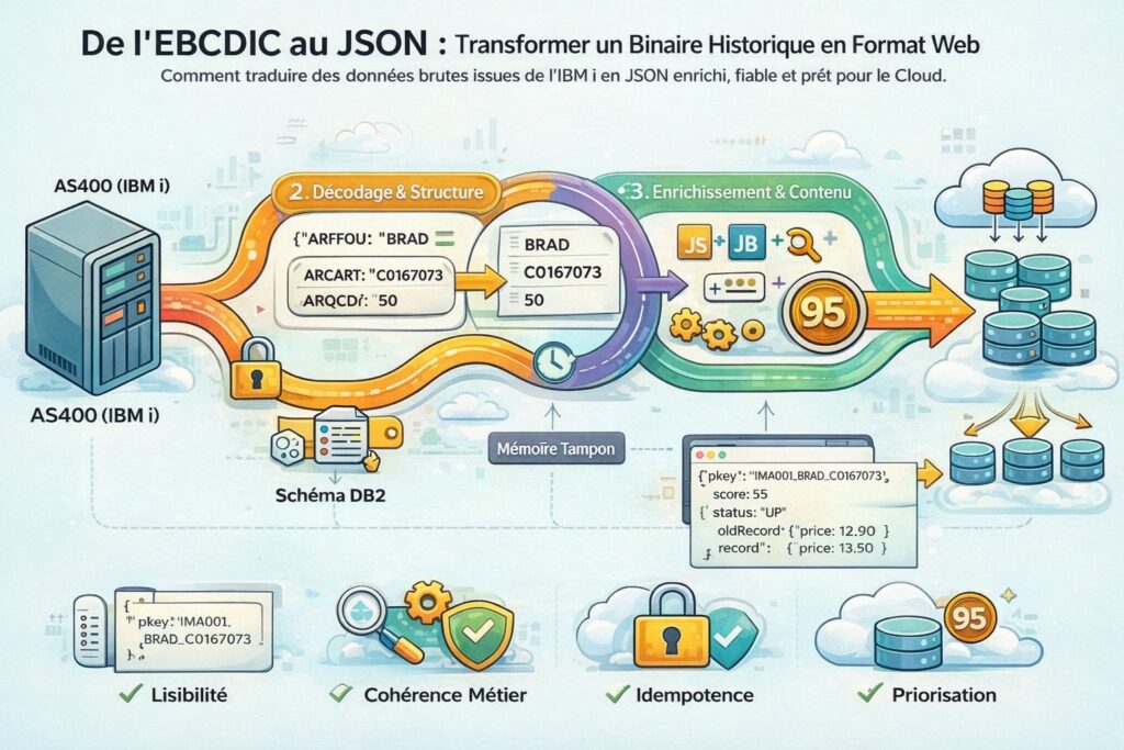 Série Tech : De l’AS400 au Cloud (Partie 3/4), De l’EBCDIC au JSON : transformer un binaire historique en format standard du Web